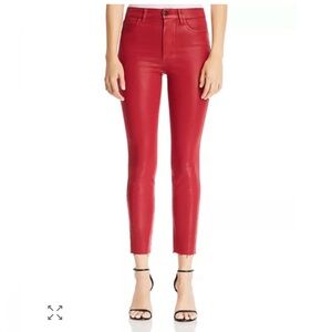 Joe's Jeans Charlie Coated Ankle Skinny Jeans in Ruby Red